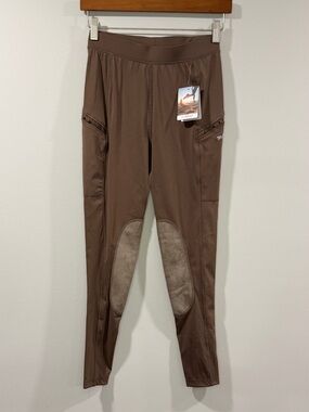WILLIT Kids Brown Equestrian-Style Riding Leggings with Knee Patches Size L NWT